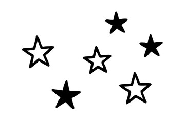 Obraz premium Six Hand Drawn Stars black white