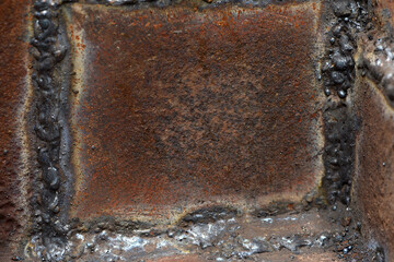 old iron sheet. Rusty metal surface and crooked welds. Rusty steel. vintage style. rusty iron. for...