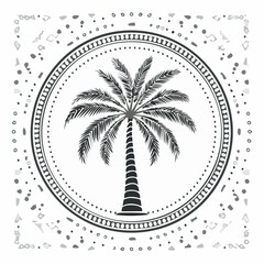 Palm tree vector. Palm Tree Circle Stock Illustration on white background.