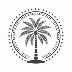 Palm tree vector. Palm Tree Circle Stock Illustration on white background.
