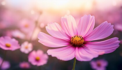 Obraz premium surreal pink cosmos flower dreamy blurred background fantasy floral photography abstract botanical art