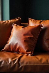 Luxurious Handcrafted Brown Leather Cushions Elevate Your Home Decor with Elegant Comfort. Perfect for Sofas, Armchairs, and Beds.  Handmade Leather Accents Add a Touch of Sophistication.