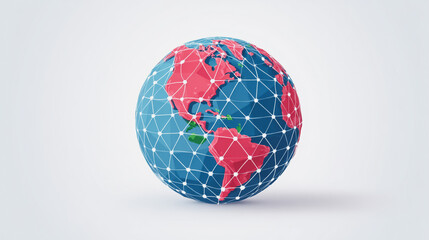 Global network on Earth concept Abstract business connection of lines from nodes It is connected to endless nodes and represents the innovation of communication in the networking	