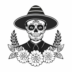 Hispanic heritage sugar skull marigold Festive dia de los muertos  image vector