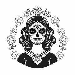 Hispanic heritage sugar skull marigold Festive dia de los muertos  image vector