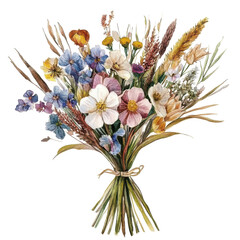. Watercolor flowers bouquets isolated on white backgroun subject