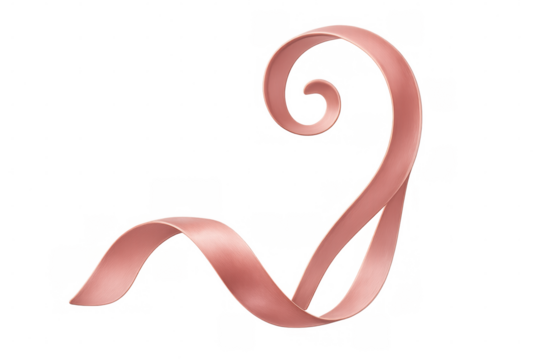 Elegant pink ribbon forming a spiral shape, perfect for adding a touch of sophistication to designs with transparent background - Powered by Adobe
