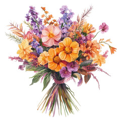 . Watercolor flowers bouquets isolated on white backgroun subject