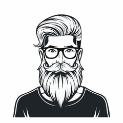 Obraz premium Bearded Hipster Model Vectors and Illustration Isolated on white Background.