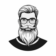 Bearded Hipster Model Vectors and Illustration Isolated on white Background.
