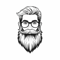 Bearded Hipster Model Vectors and Illustration Isolated on white Background.