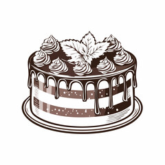 Decadent Chocolate Fudge Cake Image Vector Isolated on white background.