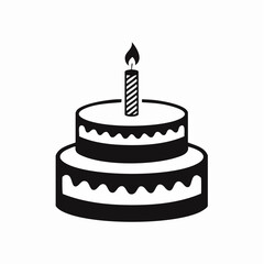 Birthday Simple Cake with One Candle image vector isolated on white background.