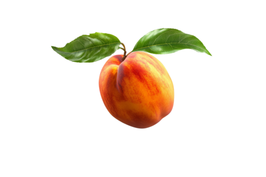 A peach with a leaf on top