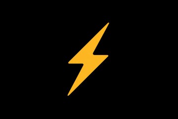 Minimalist yellow lightning bolt on black background