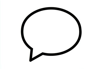 Black outline speech bubble on white background minimalist design