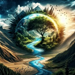 Earth Bubbles in Hand – Symbol of Nature Protection