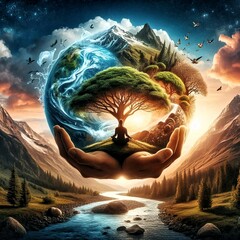 Earth Bubbles in Hand – Symbol of Nature Protection