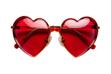Red heart eye glasses isolated on a transparent background