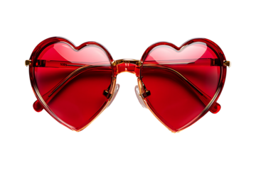 Red heart eye glasses isolated on a transparent background