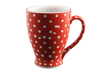 Red polka dot mug isolated on a transparent background