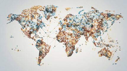 Fototapeta premium Global network on Earth concept Abstract business connection of lines from nodes It is connected to endless nodes and represents the innovation of communication in the networking 
