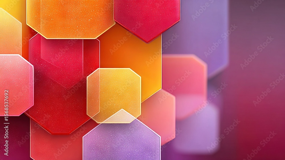Aufkleber a colorful abstract backdrop featuring hexagons on either side of the central hexagon