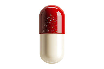 Red and white pill isolated on a transparent background