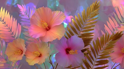   A high-resolution close-up of vibrant flowers against a softly blurred background of rustling leaves