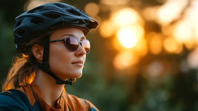 A mountain biker pauses for a rest amidst the lush greenery of a summer forest.