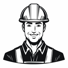 Handsome Construction Worker Image Vector. Stylized Construction Worker Image Illustrations.