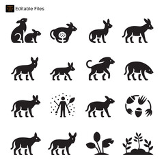 Wildlife and Nature Icons: Animals, Plants, and Environmental Elements