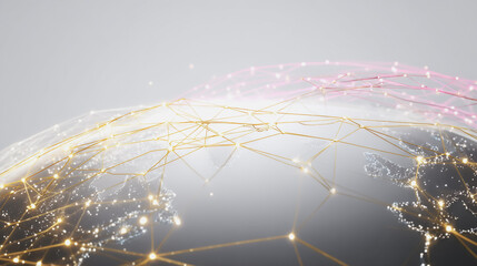 Abstract technology white background. Earth network with glowing nodes and net lines business connection of lines from nodes It is connected to endless nodes and represents the innovation 