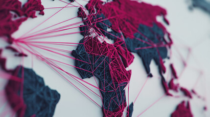 Abstract technology white background. Earth network with glowing nodes and net lines business connection of lines from nodes It is connected to endless nodes and represents the innovation 