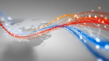 Abstract technology white background. Earth network with glowing nodes and net lines business connection of lines from nodes It is connected to endless nodes and represents the innovation 