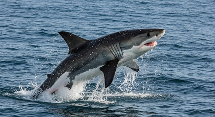 Fototapeta premium Majestic ocean predator bursts from the water in a spectacular display of natural power and grace.