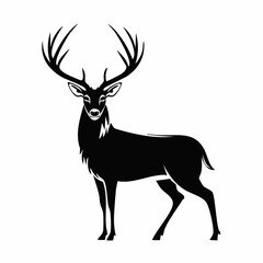 Majestic Whitetail Deer Buck Silhouette vector image isolated on white background.