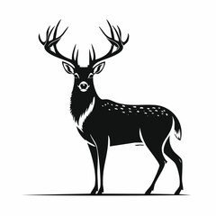 Majestic Whitetail Deer Buck Silhouette vector image isolated on white background.