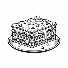 Delicious lasagna with meat sauce and cheese image vector on white background.