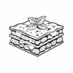Delicious lasagna with meat sauce and cheese image vector on white background.