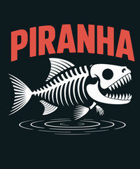 Piranha funny fish lover illustration