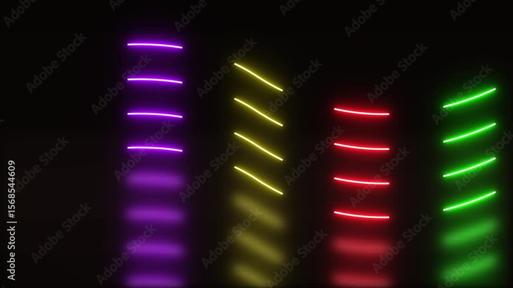 Aufkleber 4k seamless neon lines abstract reflecting on background loop