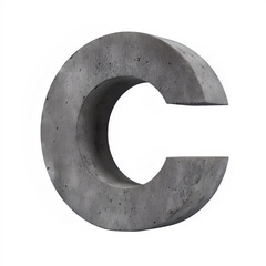 Concrete letter c art on transparent background