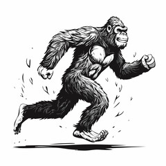 Fototapeta premium Bigfoot Running Vector Illustration isolated on white background.