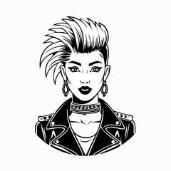 Punk rocker with a mohawk and leather jacket image vector isolated on white background.