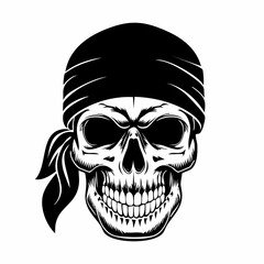 Skull Bandana Vector. Skull with bandana vector illustration on white background.