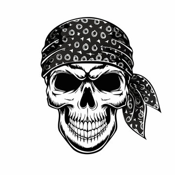 recommend clip art: Skull Bandana Vector. Skull with bandana vector illustration on white background.