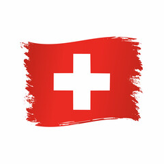 Grunge flag of Switzerland vector image isolated on white background.