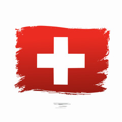 Obraz premium Grunge flag of Switzerland vector image isolated on white background.