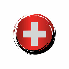 Swiss Flag Grunge Design Logo Vector isolated on white background.